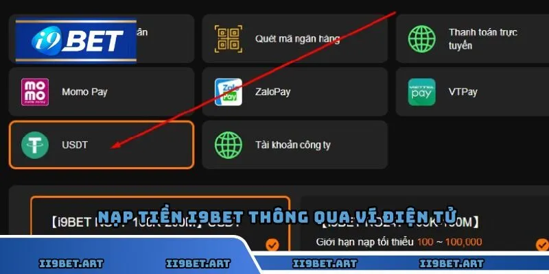Nạp tiền I9BET thông qua ví điện tử